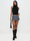 Cant Sleep Skort Charcoal Stripe Tall