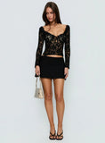 Miquela Long Sleeve Corset Lace Top Black