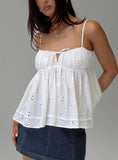 Moving Forward Tie Detail Top White