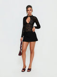 Kamara Long Sleeve Lace Bodysuit Black
