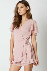 Summer Romance Mauve Backless Surplice Romper