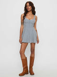 Honeysucker Floaty Playsuit Blue Check