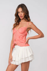 Hard to Ignore Coral Corset Top