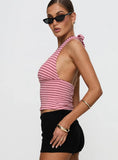 Whimsy Halter Top Pink Red Stripe