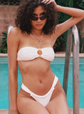 Janea High Cut Ruched Bikini Bottoms White