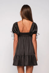 Addison Black Puff Sleeve Mini Dress