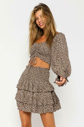 Give Me Fever Mocha Print Two Piece Dress