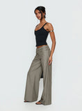 Jette Tailored Buckle Pant Taupe Pinstripe