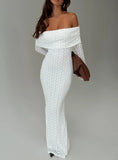 Sofenna Long Sleeve Off Shoulder Maxi Dress White