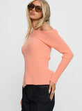 Exquisite Off Shoulder Knit Sweater Orange