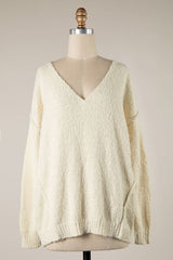 Harlow Cream V Neck Pullover Sweater