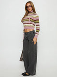 Dolley Star Stitch Mid Rise Wide Leg Jean Grey Wash