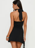 Daryna Halter Keyhole Mini Dress Black