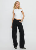 Lost Track Mid Rise Barrel Leg Jeans Washed Black