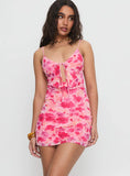 Irisse Keyhole Mini Dress Pink Floral