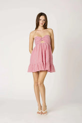 Argie Red Gingham Strapless Romper