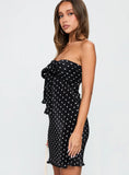 Jacquelyn Plisse Mini Dress Black Polka Dot
