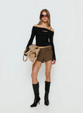 Elyana Layered Cut Out Long Sleeve Top Black