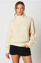 Jess Ivory Funnel Neck Knit Sweater