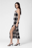 Capri Black and Taupe Crochet Midi Dress