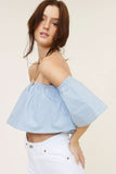 Darcie Sky Flowy Off Shoulder Crop Top