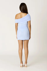 Adeline Light Blue One Shoulder Mini Dress