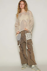 Everly Beige Sheer Star Sweater