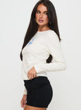 Martini Bow Long Sleeve Top Cream