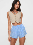 Beach House Shorts Blue White Gingham