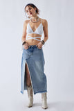 Arden Medium Wash Denim Midi Skirt