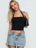 Ghisella Square Neck Halter Top Black