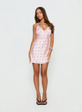 Rosabelle Satin Mini Dress Pink Polka Dot