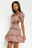 Maya Mauve Floral Off the Shoulder Mini Dress