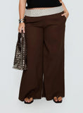 Past Life Fold Over Waistband Pant Brown / Stripe Curve