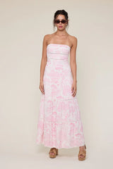 Amalfi White and Pink Floral Maxi Dress