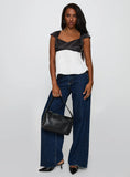 Think About It Cap Sleeve Top Black White