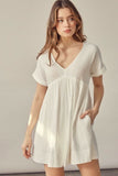 I Need You More White V Neck Romper Dress