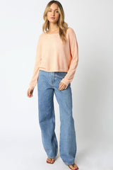 Micah Peach Cropped Knit Sweater