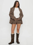 Ayvanna Oversized Blazer Brown Plaid