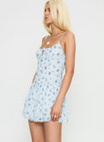 California Dream Mini Dress Blue Floral