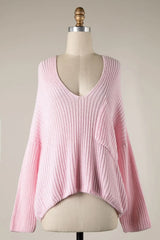 Brynn Pink V Neck Sweater
