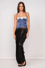 Lucy Navy and White Lace Satin Cami Top