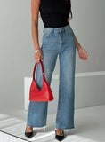 Henesey High Rise Straight Leg Jeans Mid Blue Wash