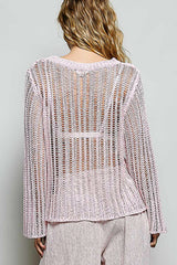 Sola Pink Sheer Crochet Sweater