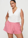 Beach House Shorts Red White Gingham Curve