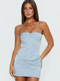 Daisa Strapless Corset Top Blue