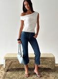 Cindee High Rise Cropped Jeans Mid Blue Wash