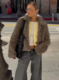 Kimberli Faux Fur Collared Jacket Brown