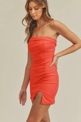 On My Mind Red Strapless Mini Dress