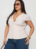 Ellis Island Collared Top Pink Stripe Curve